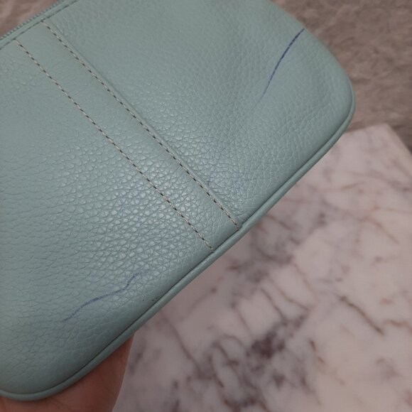 Coach Leather Wristlet Pouch Blue Leather - Picture 5 of 8